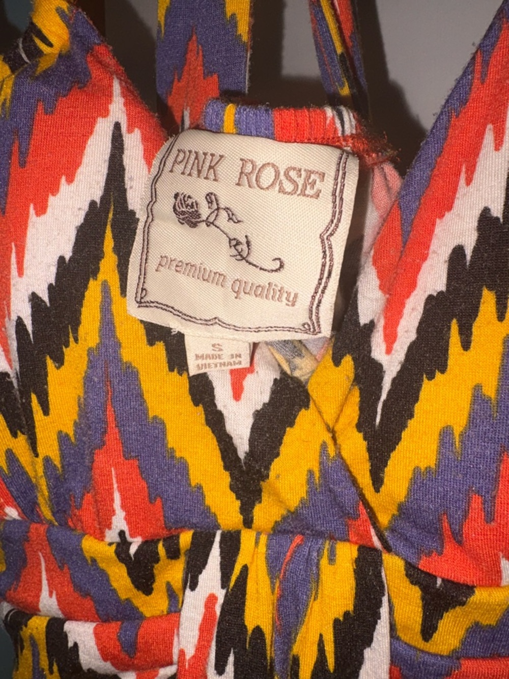 Pink Rose Multicolor Chevron Maxi Dress - Orange, Navy, Yellow, White - Picture 5 of 6